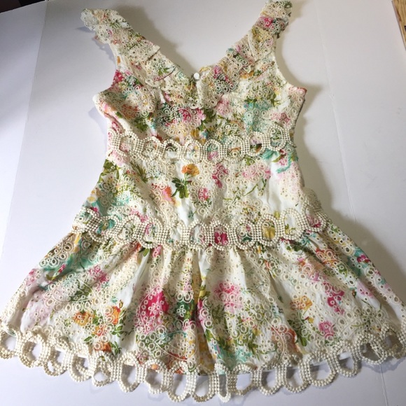Just Me white floral ruffle lace dress M - Picture 4 of 14